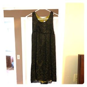 Little Black Dress with Olive Green Underlay